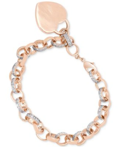 Shop Macy's Diamond Accent Heart Tag Bracelet Collection In Rose Gold