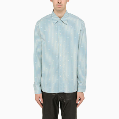 Shop Gucci Blue Cotton Fil Copuè Shirt In Light Blue