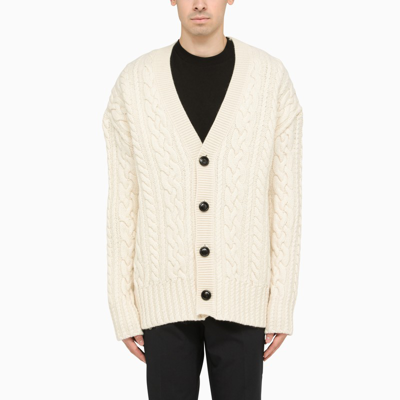 Shop Ami Alexandre Mattiussi Loose White Wool Cardigan
