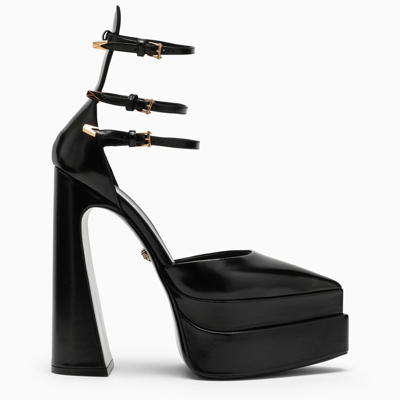 Shop Versace Black Leather Aevitas Pointy Sandal