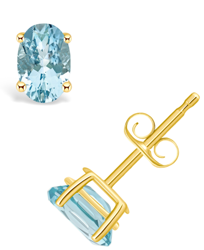 Macy's Aquamarine (3/8 Ct. T.w.) Stud Earrings In 14k White Gold Or 14k Yellow Gold In Gold