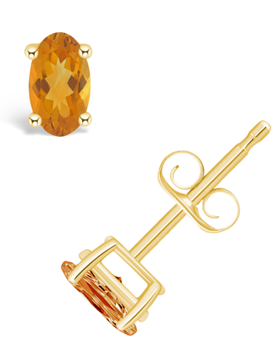 Macy's Citrine (7/8 Ct. T.w.) Stud Earrings In 14k Yellow Gold Or 14k White Gold In Gold