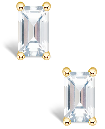 Macy's White Topaz (3/4 Ct. T.w.) Stud Earrings In 14k Yellow Gold Or 14k White Gold In Gold