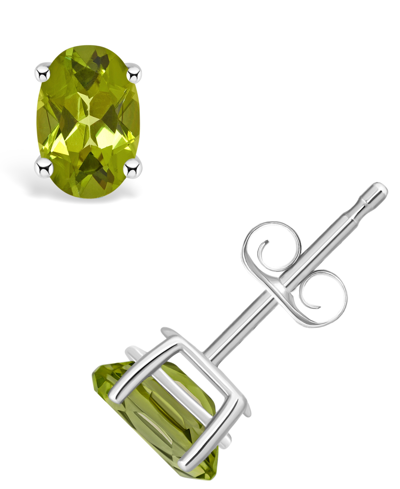 Macy's Peridot (1-1/10 Ct. T.w.) Stud Earrings In 14k Yellow Gold Or 14k White Gold In White Gold