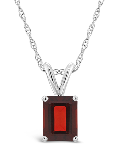 Macy's Garnet Pendant Necklace (2 Ct.t.w) In 14k White Gold In White Gold