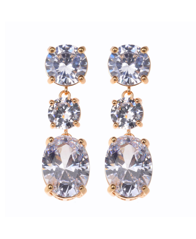 Shop Nicole Miller 3- Crystal Stones With Gold-tone Drop Earring In Gold-tone/crystal