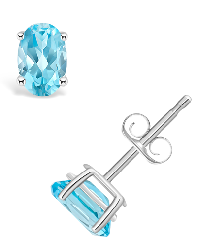 Macy's Blue Topaz (1-1/6 Ct. T.w.) Stud Earrings In 14k Yellow Gold Or 14k White Gold In White Gold