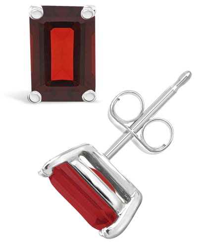 Macy's Garnet (1-1/2 Ct.t.w) Stud Earrings 14k In White Gold Or 14k Yellow Gold In White Gold