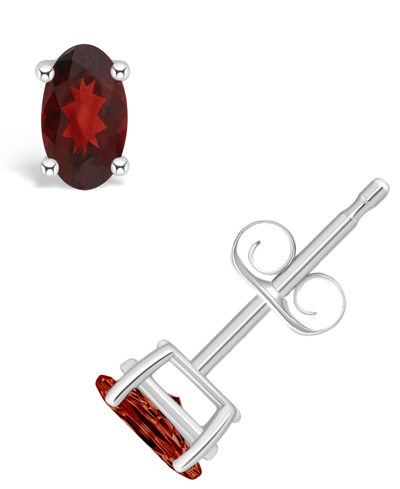 Macy's Garnet (1-1/6 Ct. T.w.) Stud Earrings In 14k Yellow Gold Or 14k White Gold In White Gold