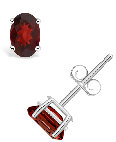 Macy's Garnet (1-1/6 Ct. T.w.) Stud Earrings In 14k Yellow Gold Or 14k White Gold In White Gold