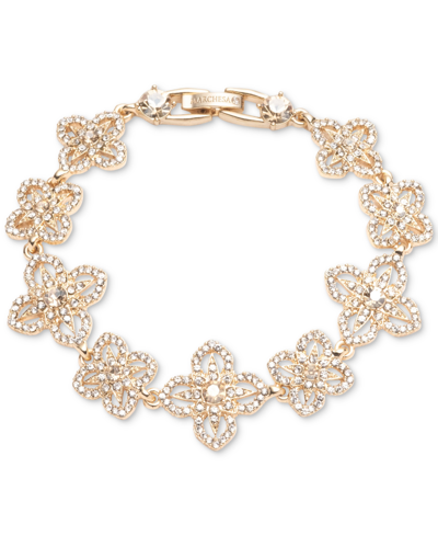 Shop Marchesa Crystal Openwork Flower Flex Bracelet In Gold