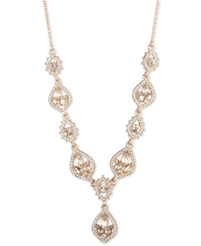 Shop Marchesa Gold-tone Mixed Crystal Lariat Necklace, 16" + 3" Extender In Pink