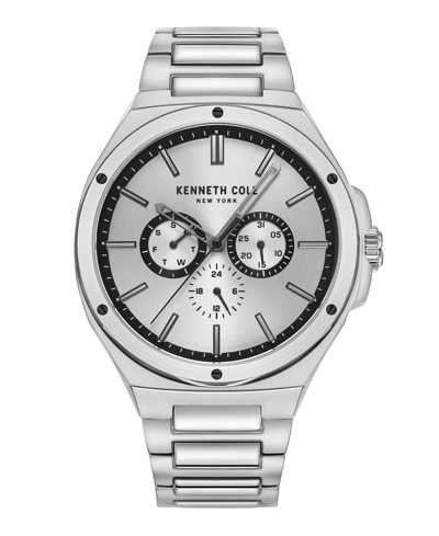 Shop Kenneth Cole New York Men's Multi-function Silver-tone Stainless Steel Bracelet Watch 43.5mm