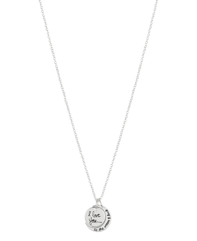 Unwritten Silver Plated Brass "i Love You To The Moon And Back" Pendant Necklace With Extender In Silver