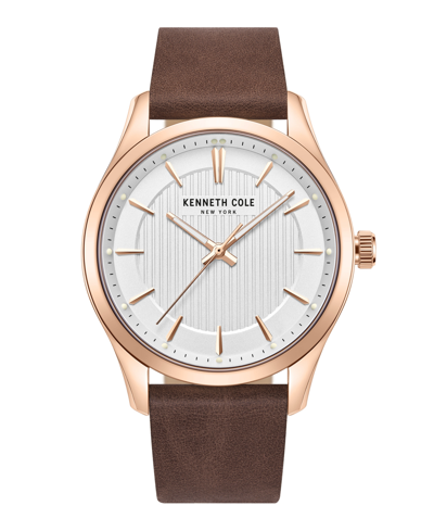 Kenneth Cole New York Men's Modern Classic Brown Genuine Leather Strap Watch 43mm In Brown