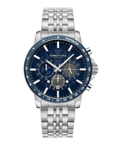 Shop Kenneth Cole New York Men's Chronograph Silver-tone Stainless Steel Bracelet Watch 44mm