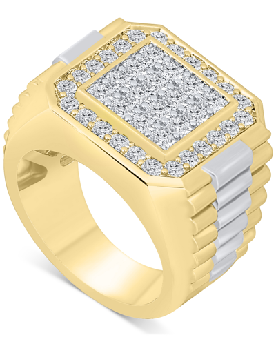 Shop Macy's Men's Diamond Cluster Ring (2 Ct. T.w.) In 10k Gold