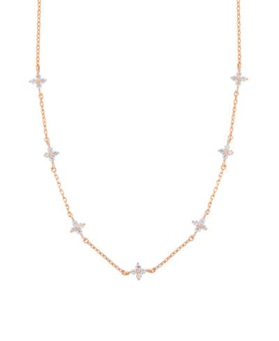 Shop Girls Crew Women's Shimmer Blossom Necklace In Rose Gold Plated