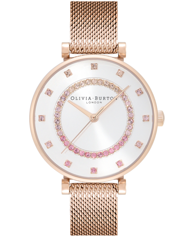 Shop Olivia Burton Women's T-bar Rose Gold-tone Stainless Steel Mesh Bracelet Watch 32mm