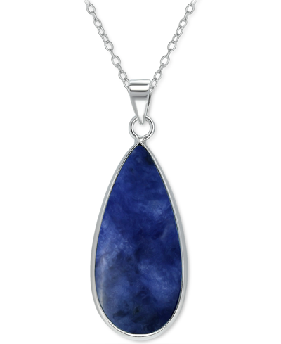 Shop Giani Bernini Onyx Teardrop Pendant Necklace In Sterling Silver, 16" + 2" Extender, (also In Blue Howlite & Sodali In Navy Sodalite