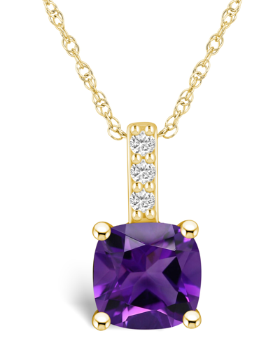 Shop Macy's Amethyst (2 Ct. T.w.) And Diamond Accent Pendant Necklace In 14k Yellow Gold