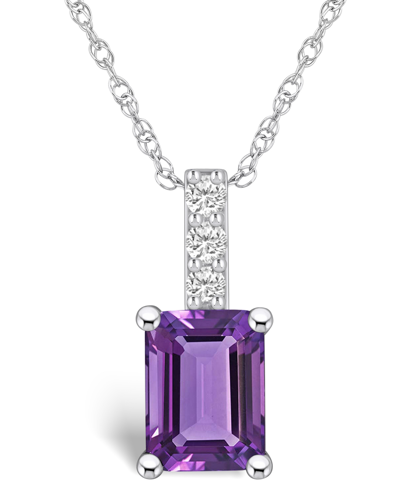 Macy's Amethyst (1-5/8 Ct. T.w.) And Diamond Accent Pendant Necklace In 14k White Gold In Amethyst