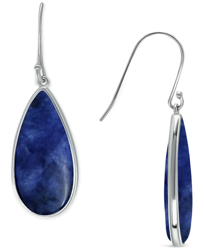 Shop Giani Bernini Onyx Teardrop Bezel Drop Earrings In Sterling Silver (also In Blue Howlite & Sodalite), Created For  In Navy Sodalite