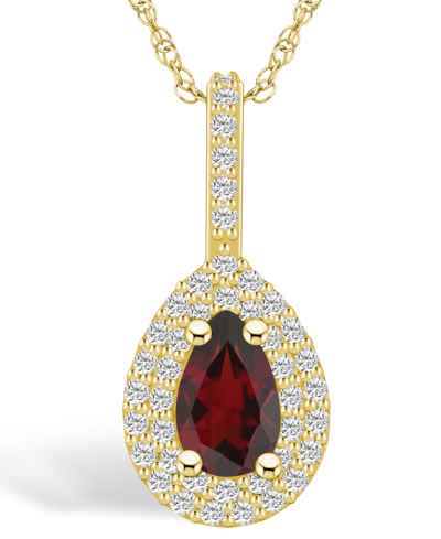 Macy's Garnet (1-1/10 Ct. T.w.) And Diamond (3/8 Ct. T.w.) Halo Pendant Necklace In 14k Yellow Gold In Garnet