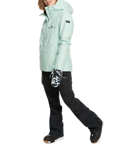 Shop Roxy Juniors' Billie Hooded Zip-front Snow Jacket In Fair Aqua