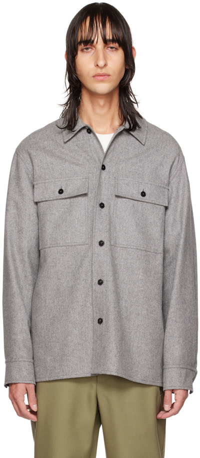 Shop Jil Sander Gray Buttoned Shirt In 030 - Graphite