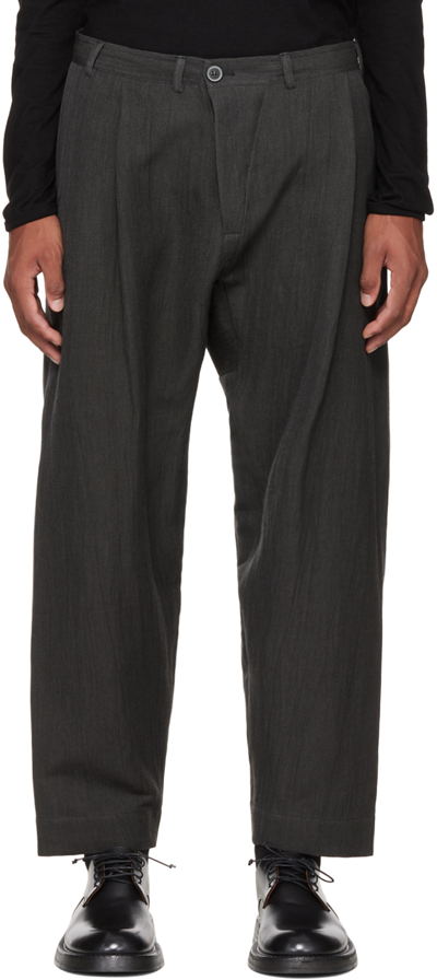 Shop Jan-jan Van Essche Gray #68 Trousers In Sumi Wool/linen Twil