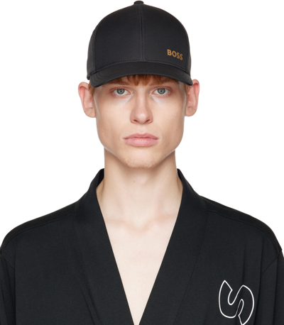 Hugo Boss Water-repellent Twill Cap With Logo Print In Black | ModeSens