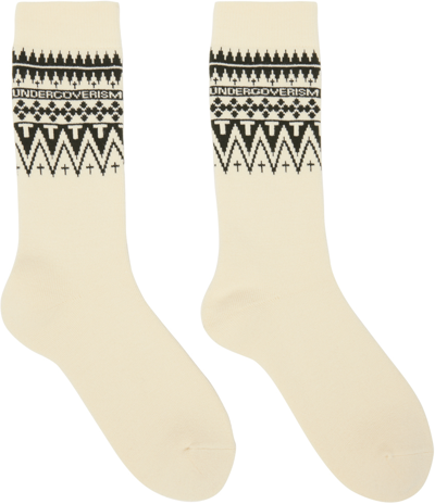 Shop Undercoverism Off-white Jacquard Socks In Off White