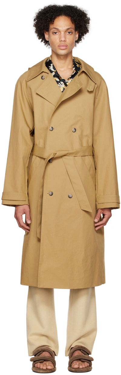 Nanushka Loan Doppelreihiger Trenchcoat Aus Baumwoll-canvas In Khaki