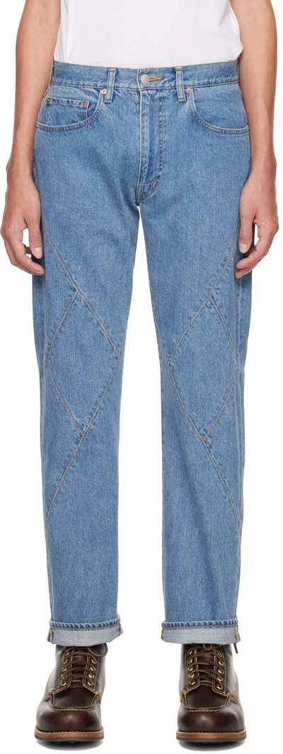 Blue Panel Denim Jeans In Indigo