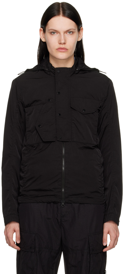 Shop C.p. Company Black Chrome-r Goggle Jacket In 999 Black