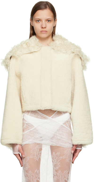 Jacquemus La Veste Piloni Cropped Shearling Jacket In Off-white | ModeSens