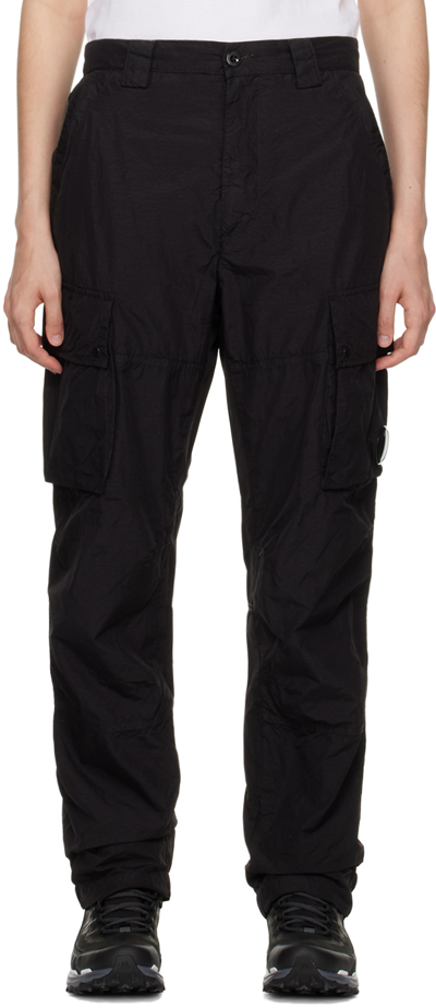 Shop C.p. Company Black Flatt Nylon Trousers In 999 Black