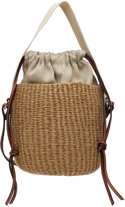 Shop Chloé Beige Small Woody Basket Bag In 101 White