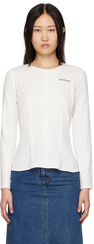 Shop Juneyen White Corseted Long Sleeve T-shirt