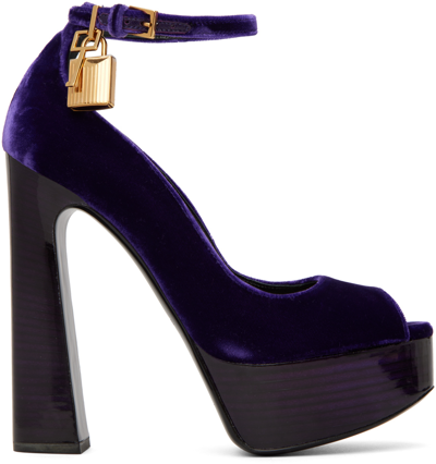 Shop Tom Ford Purple Peep Toe Platform Heeled Sandals In U6036 Violet
