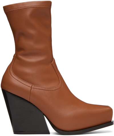 Shop Stella Mccartney Brown Cowboy Ankle Boots In 2530 Praline