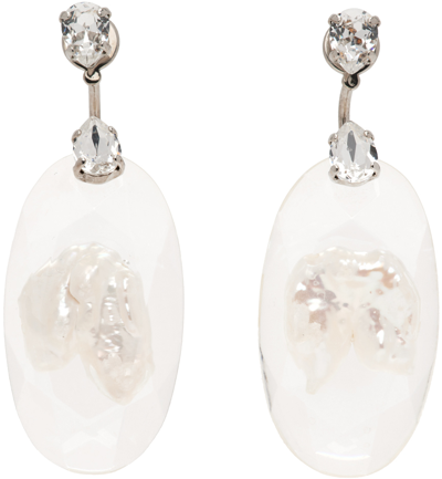 Shop Simone Rocha Silver Trapped Earrings In Crystal/pearl/clear