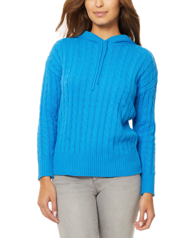 Shop Jones New York Women's Ribbed Hoodie Sweater In Electric Blue
