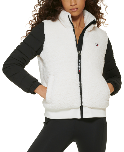 Tommy Hilfiger Sport Women's Active Full-zip Cropped Jacket Vest In Ivory/  Black | ModeSens