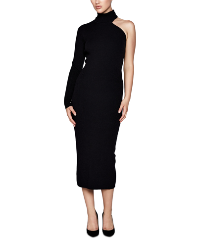 Shop Bardot Women's Cutout-sleeve Turtleneck Midi Dress In Black