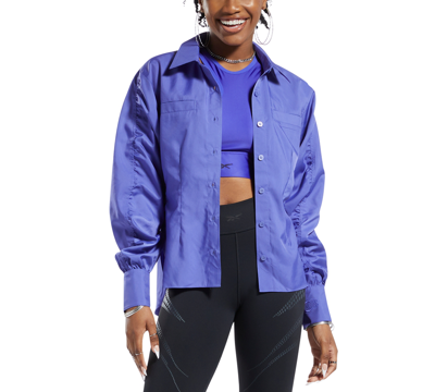 Shop Reebok X Cardi B Women's Long-sleeve Collared Top In Purple