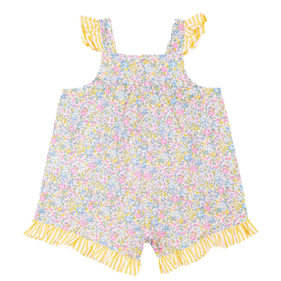 Shop Mc2 Saint Barth Yellow Liberty Fabric Baby Dress