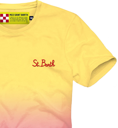 Shop Mc2 Saint Barth Yellow And Pink Gradient Print Man T-shirt