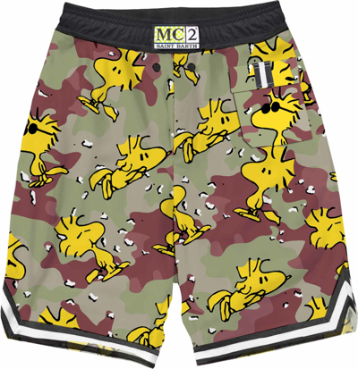 Shop Mc2 Saint Barth Woodstock Print Long Swim Shorts Woodstock - Peanuts Special Edition In Brown